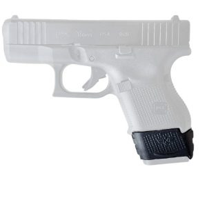 Glock 26 15 round magazine adaptor shown in pistol facing left