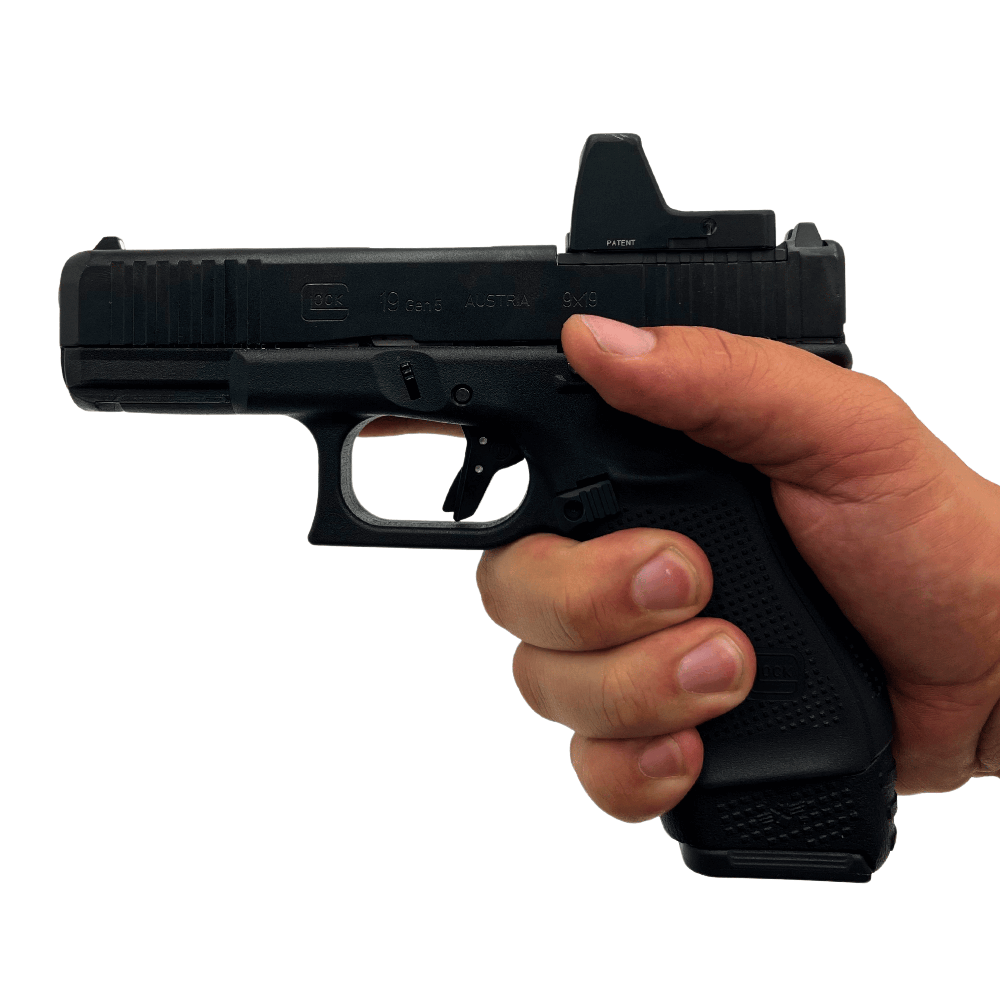 MAG19-17 in Gen 5 FS Glock 19 pistol in hand facing facing left