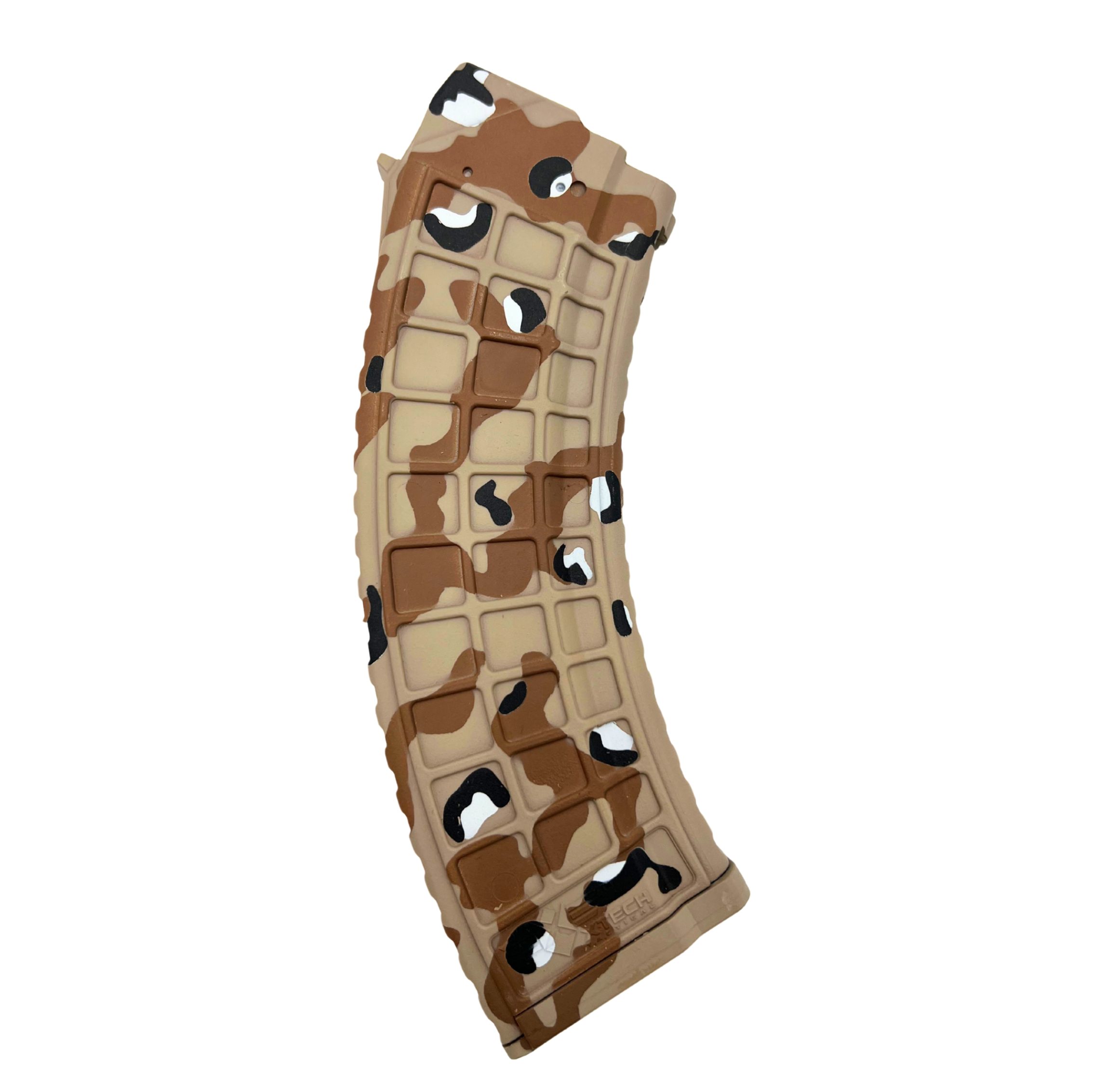 AK47 mag painted with a chocolate chip camo pattern similar to Saudi design