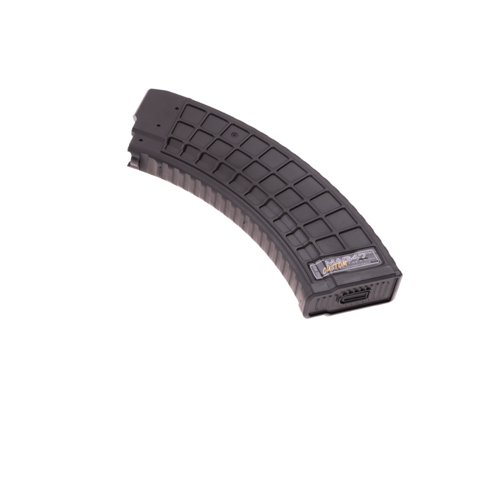 AK Plum mag upright facing left on a cant