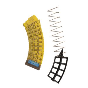 MAG47 1030 Rotten Banana Clip mag upright facing left with spacer on right side