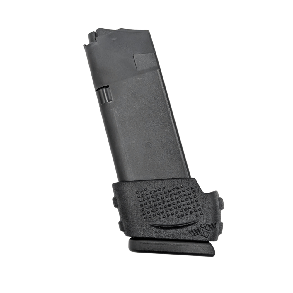 Glock 29 extended mag 15 rounds upright facing left
