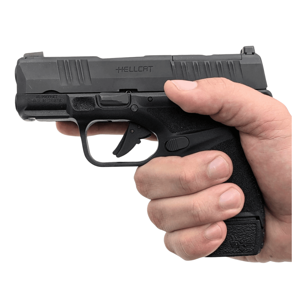 Springfield Hellcat with the XTech grip extension provides the perfect grip