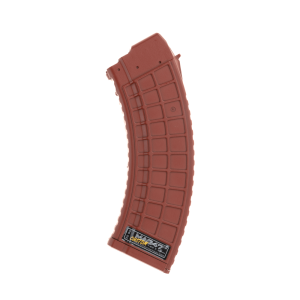 Red ak-47 magazine upright facing left